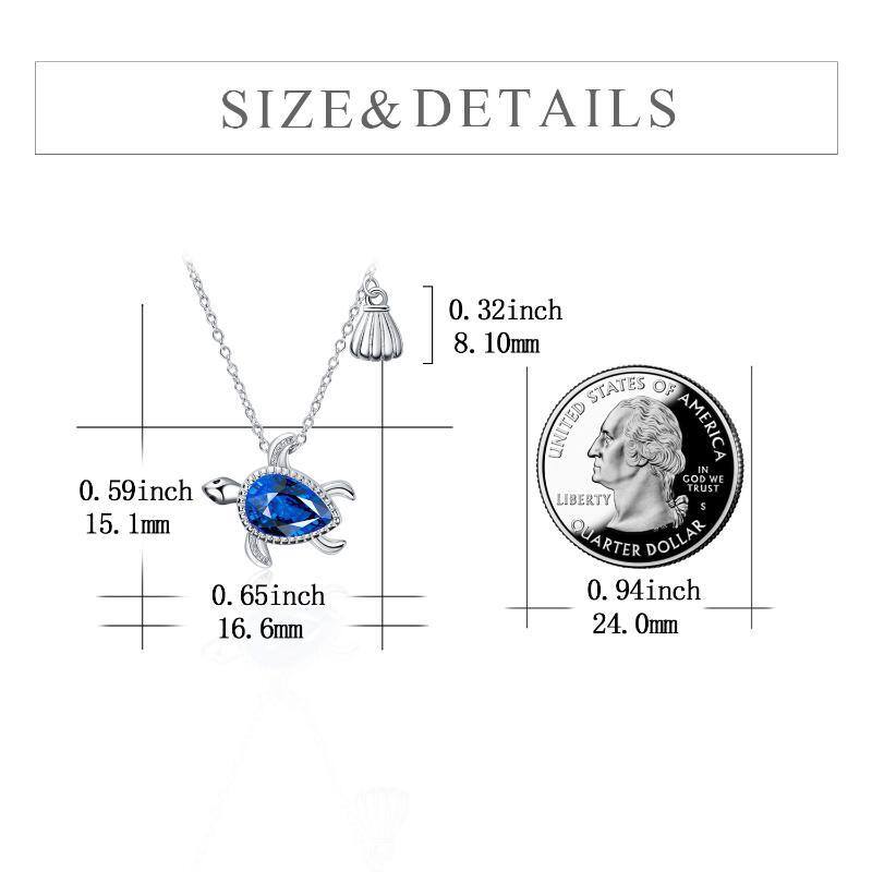 Sterling Silver Pear Shaped Crystal Sea Turtle Pendant Necklace-4