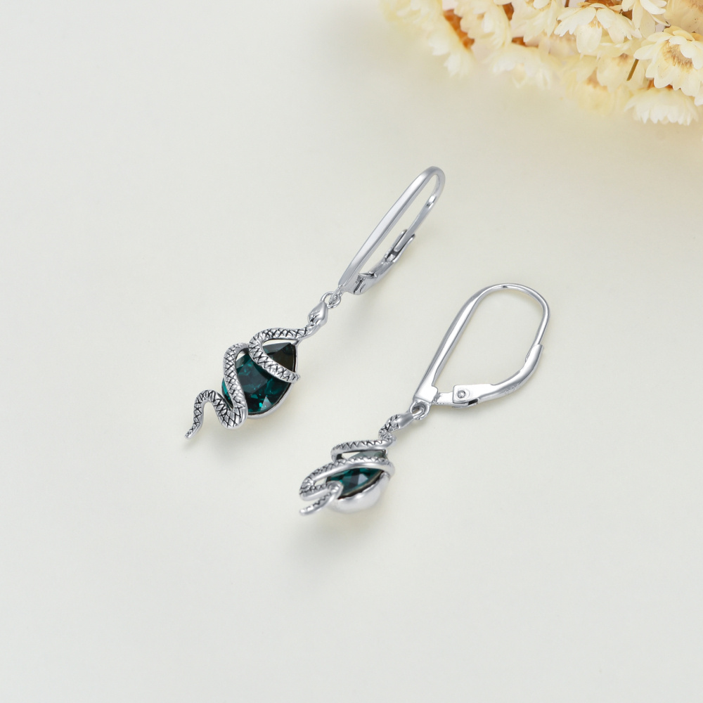 Boucles d'oreilles serpent en argent sterling avec cristaux en forme de poire-4