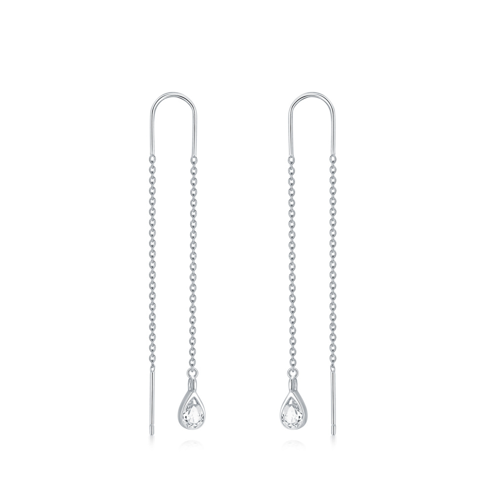 Brincos de gota em forma de gota de moissanite em prata esterlina para mulheres-1