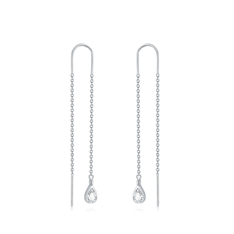 Sterling Silver Pear Shaped Moissanite Drop Shape Drop Earrings-1