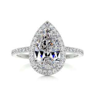 Sterling Silver Pear Shaped Moissanite Drop Shape Wedding Ring-8