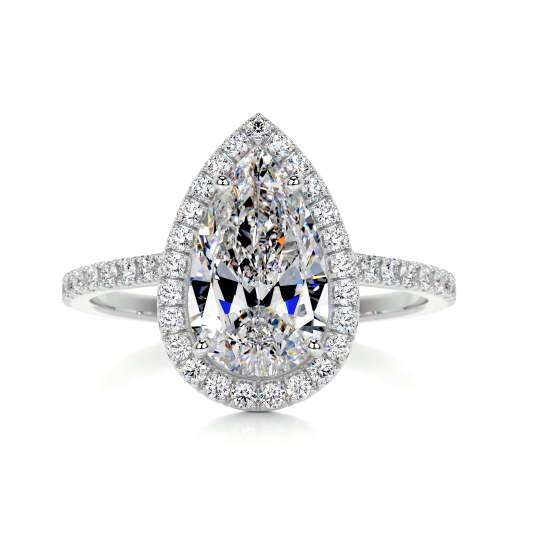 Sterling Silver Pear Shaped Moissanite Drop Shape Wedding Ring-1