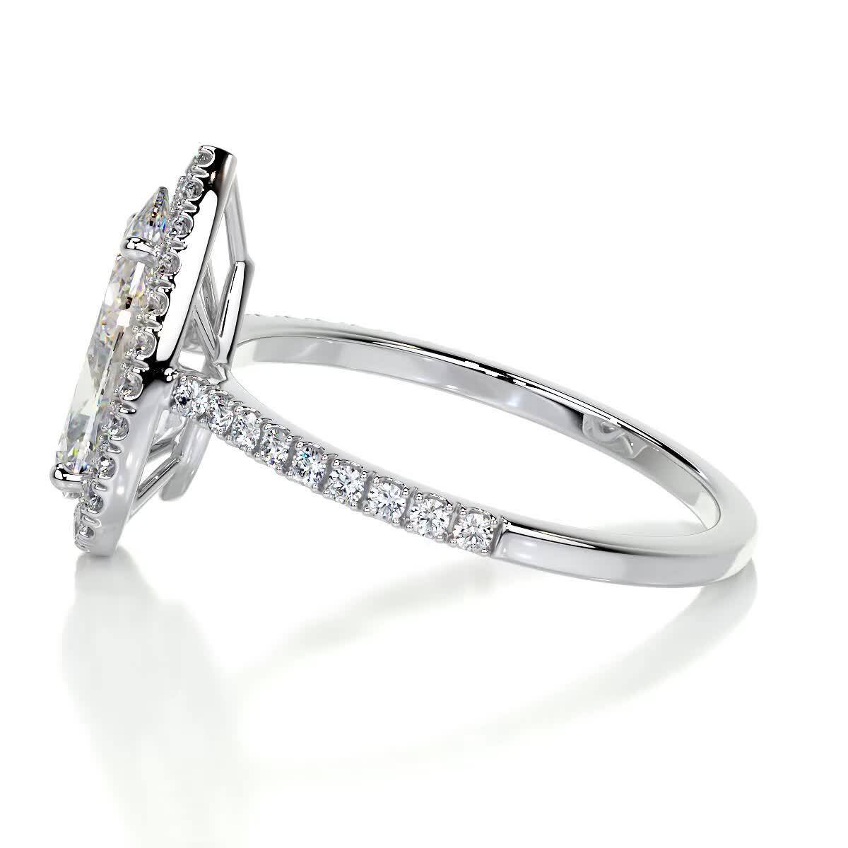 Sterling Silver Pear Shaped Moissanite Drop Shape Wedding Ring-4