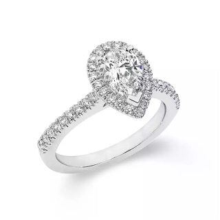 Sterling Silver Pear Shaped Moissanite Personalized Engraving Engagement Ring-50