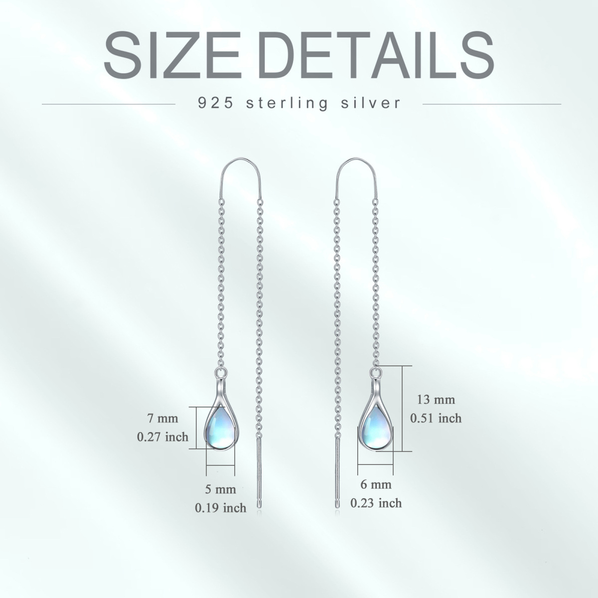 Sterling Silver White Gold Plated Pear Moonstone Drop Shape Drop Earrings For Women-5