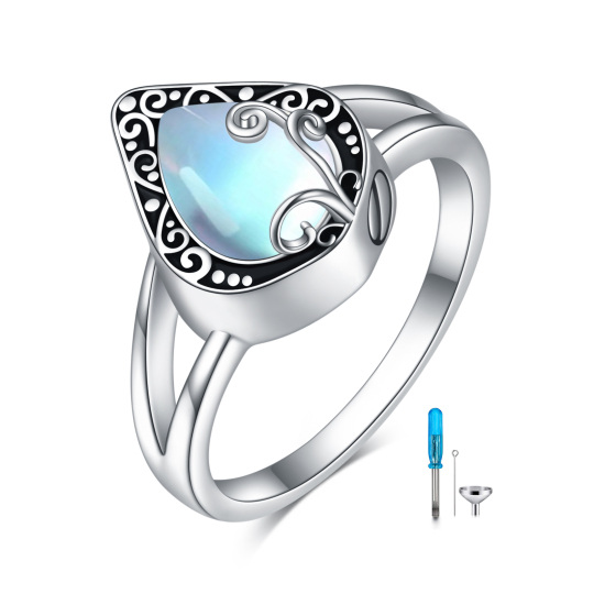 Bague d'urne en forme de goutte en argent sterling en forme de poire en pierre de lune