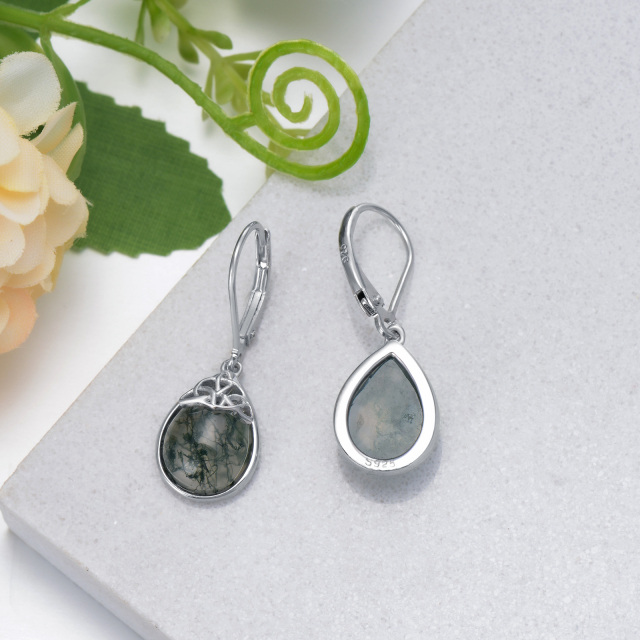 Boucles d'oreilles en argent sterling avec nœud celtique et goutte d'eau en forme d'agate-4