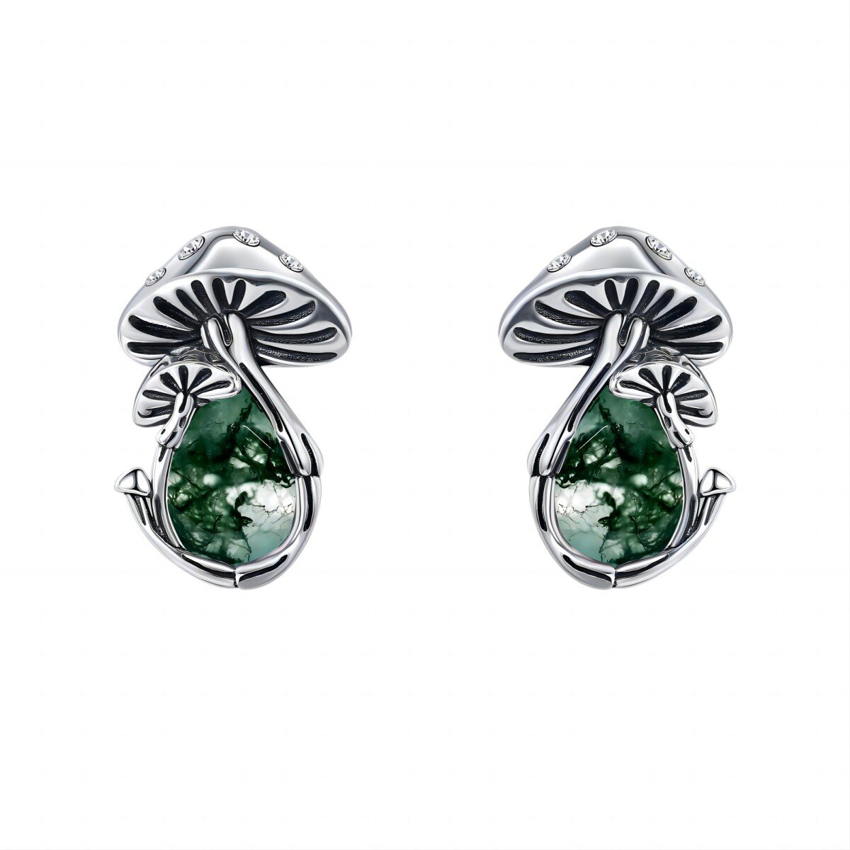 Emerald Mushroom Drop Crystal Earrings Emerald Mushroom Drop Crystal Earrings