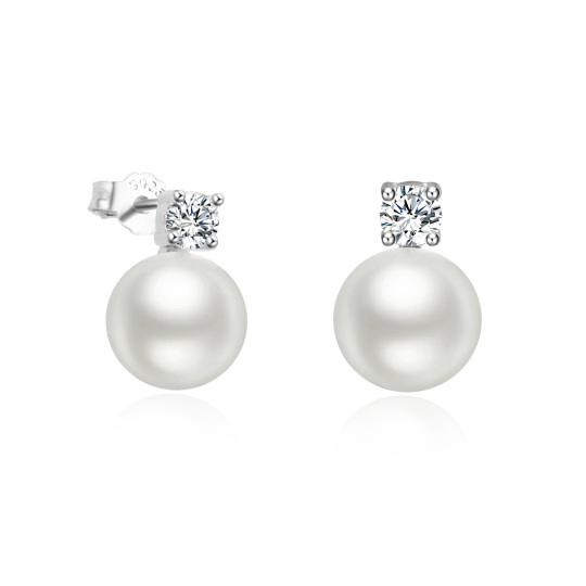 Sterling Silver Pearl Bead Stud Earrings