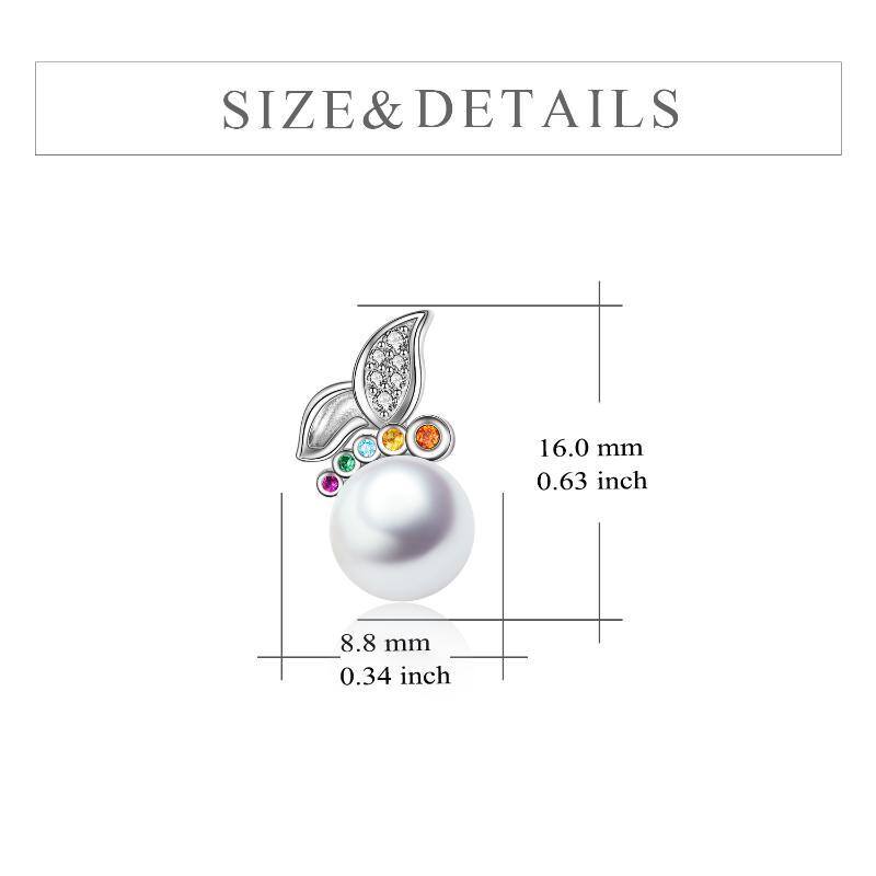 Sterling Silver Pearl Butterfly Stud Earrings-5