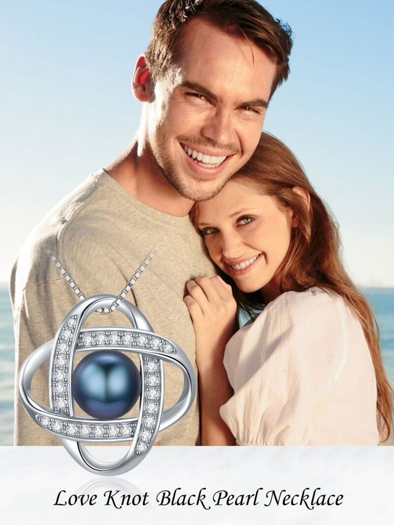 Collier avec pendentif en forme de croix en argent sterling et perles en oxyde de zirconium-6