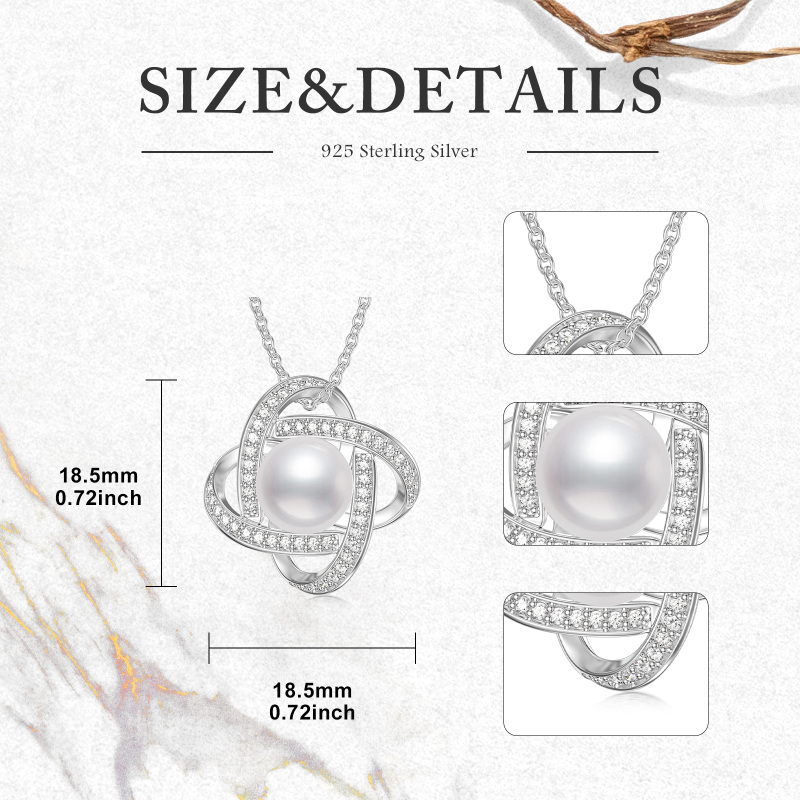 Halskette mit Perlen-Kreuzknoten-Anhänger aus Sterlingsilber-5