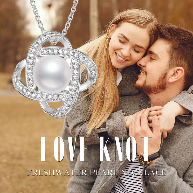 Halskette mit Perlen-Kreuzknoten-Anhänger aus Sterlingsilber-6