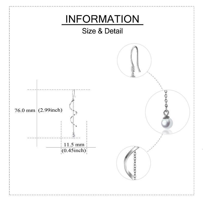 Sterling Silver Circular Shaped Pearl Drop Earrings-5