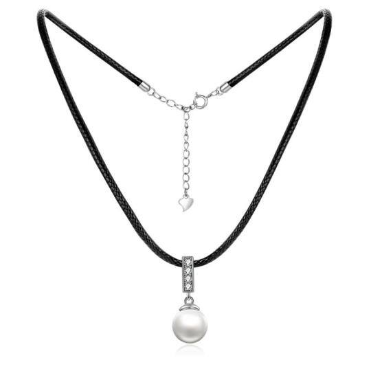 Collier ras du cou en argent sterling avec perles et flanelles