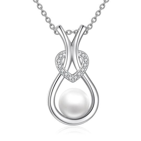 Collana con ciondolo a cuore di perle in argento sterling