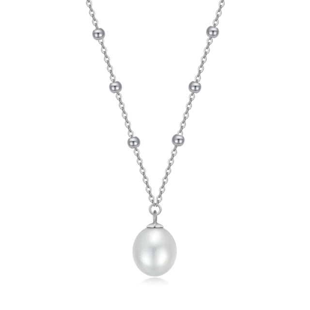 Sterling Silver Pearl Pendant Necklace-1