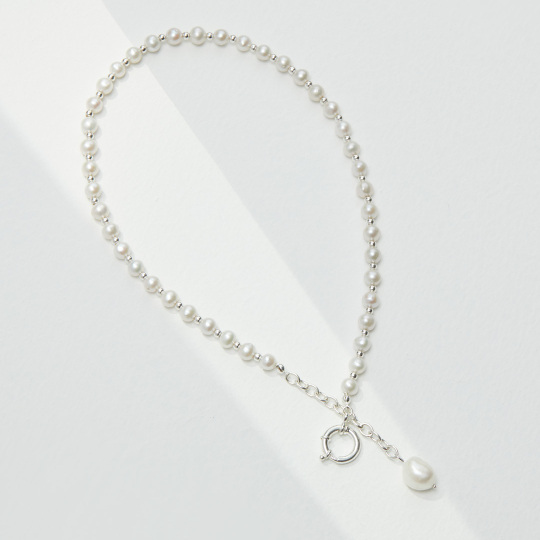 Collana girocollo in metallo con perle in argento sterling