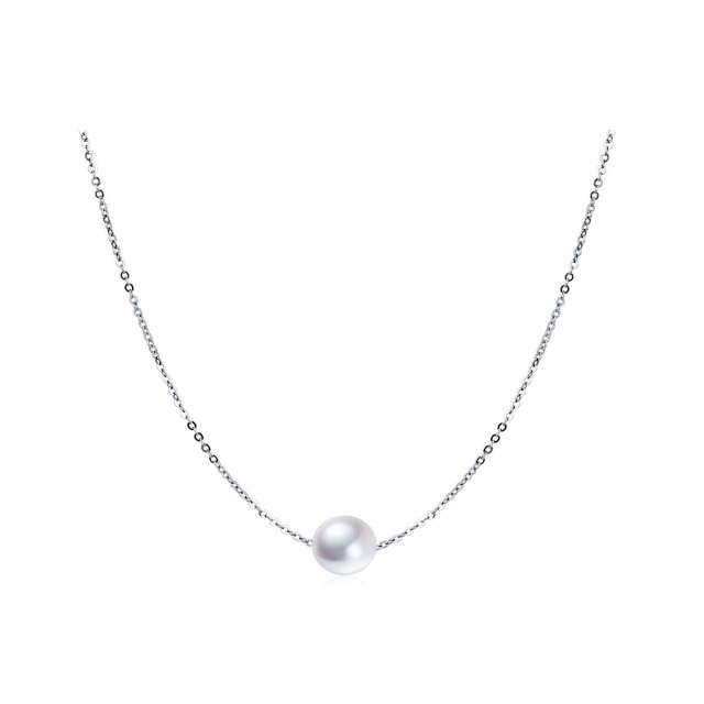 Collana con pendente rotondo in argento sterling con perle-4