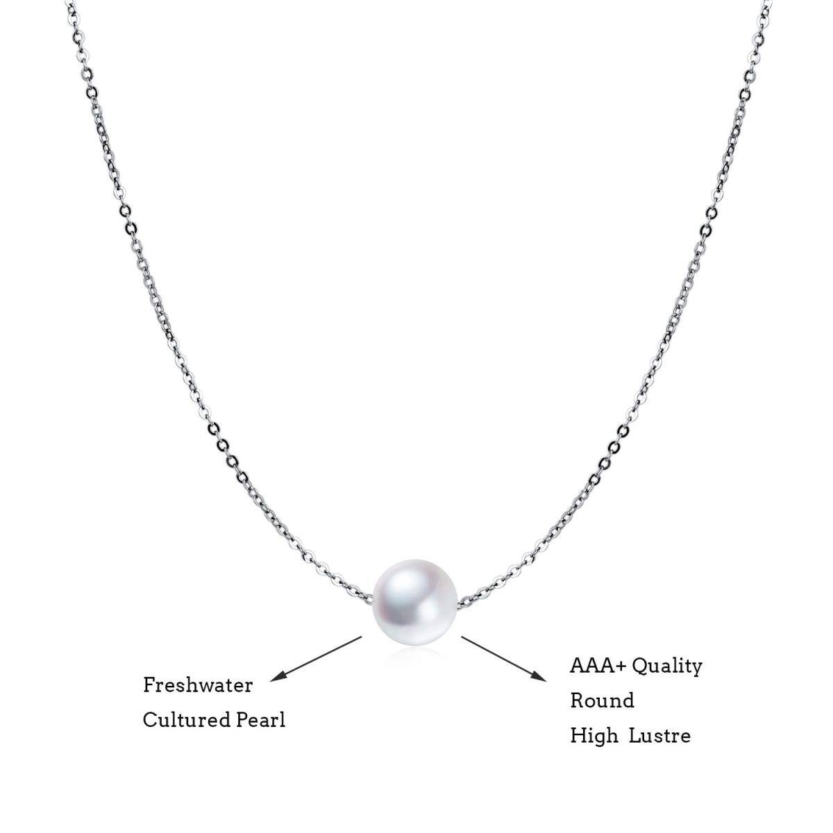 Sterling Silver Pearl Round Pendant Necklace-7