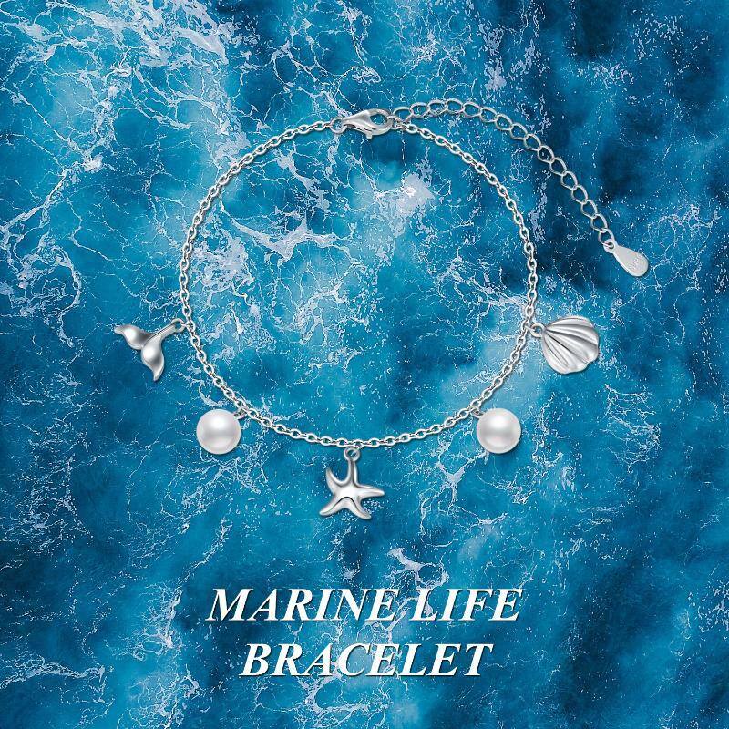 Sterling Silver Pearl Starfish Charm Bracelet-6