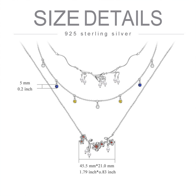 Collier superposé en argent sterling avec perles Wildflowers-5