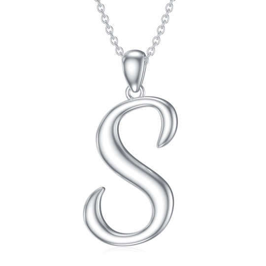 Sterling Silver Pendant Necklace with Initial Letter S