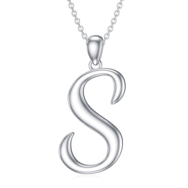 Sterling Silver Pendant Necklace with Initial Letter S-1