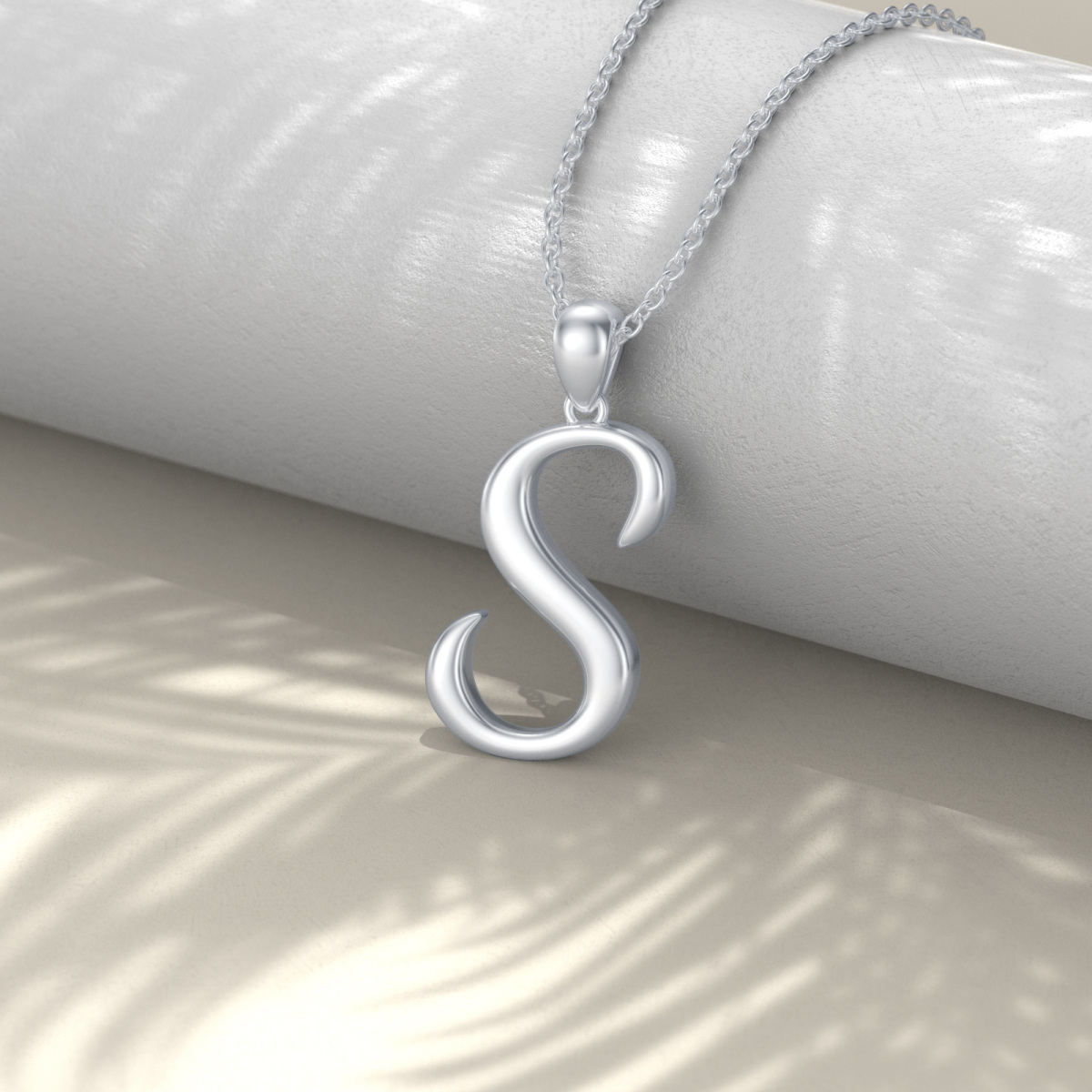 Sterling Silver Pendant Necklace with Initial Letter S-3