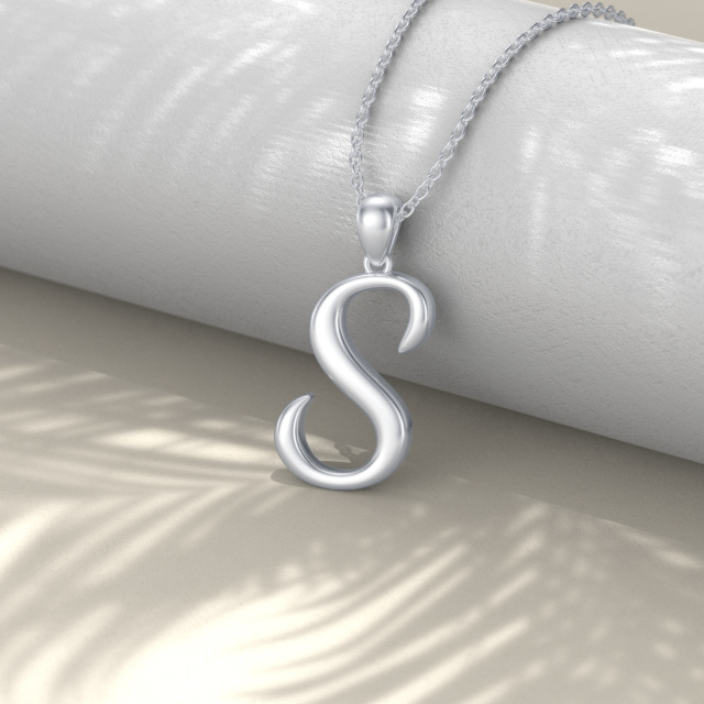 Sterling zilveren hanger ketting met initiaal letter S-3