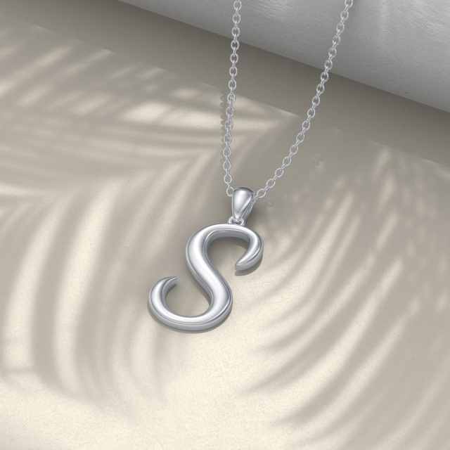 Sterling Silver Pendant Necklace with Initial Letter S-4