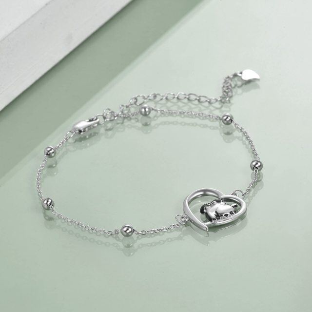 Sterling Silver Penguin & Heart Single Layer Anklet-4