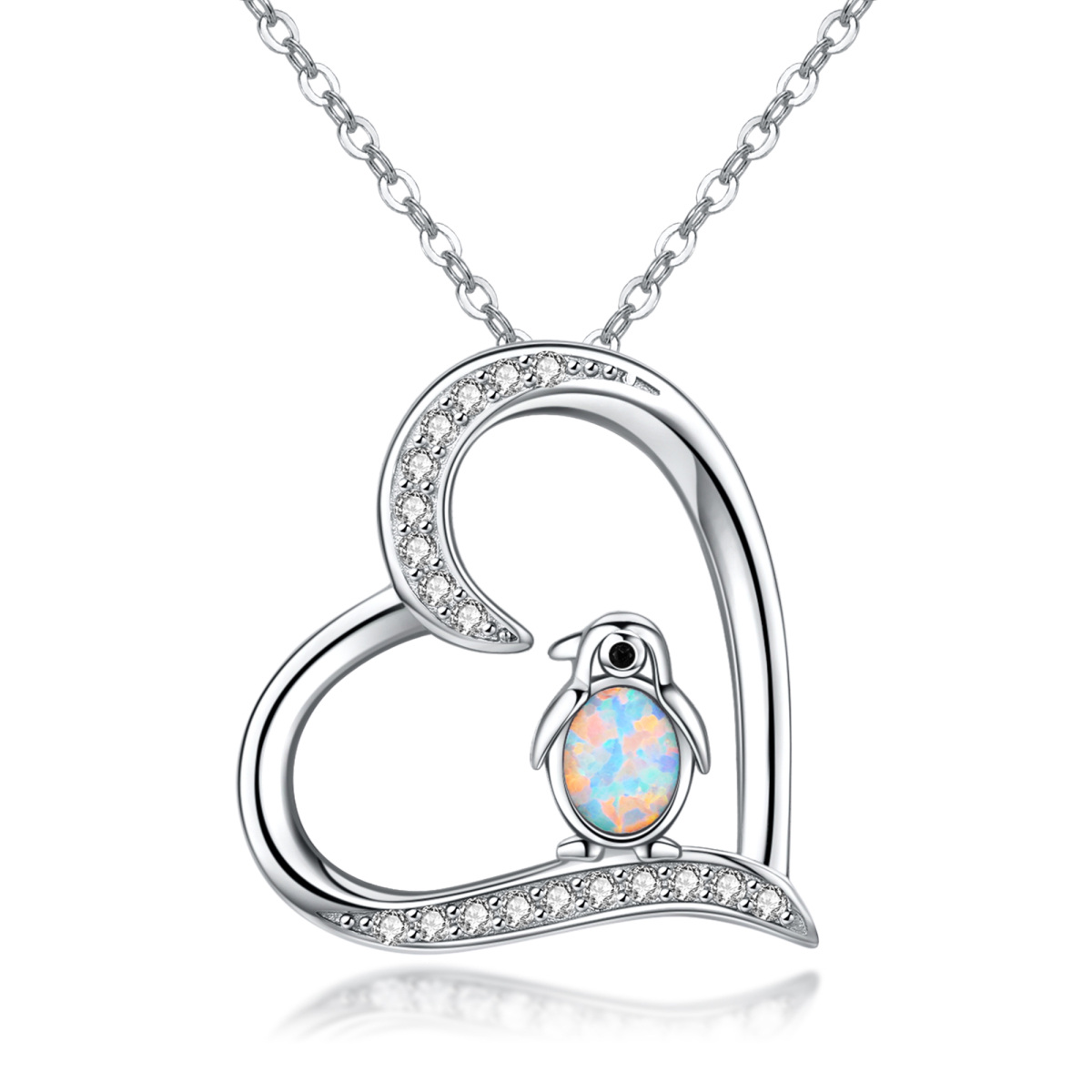 Sterling Silver Penguin Pendant Necklace-1