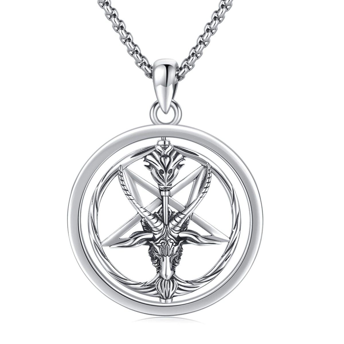 Halskette mit Pentagramm-Anhänger aus Sterlingsilber für Herren-1