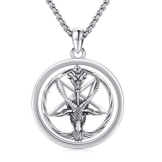 Sterling Silver Pentagram Pendant Necklace for Men