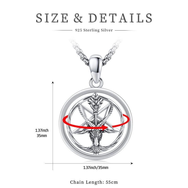 Colar com pingente de pentagrama de prata esterlina para homens-5