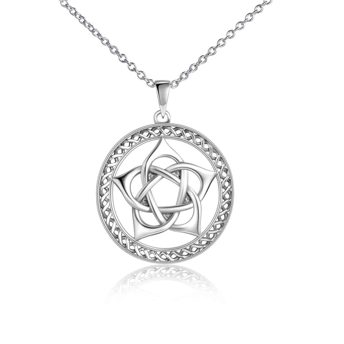 Sterling Silber Pentagramm-Anhänger Halskette-1