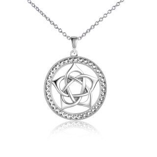 Sterling Silver Pentagram Pendant Necklace-59