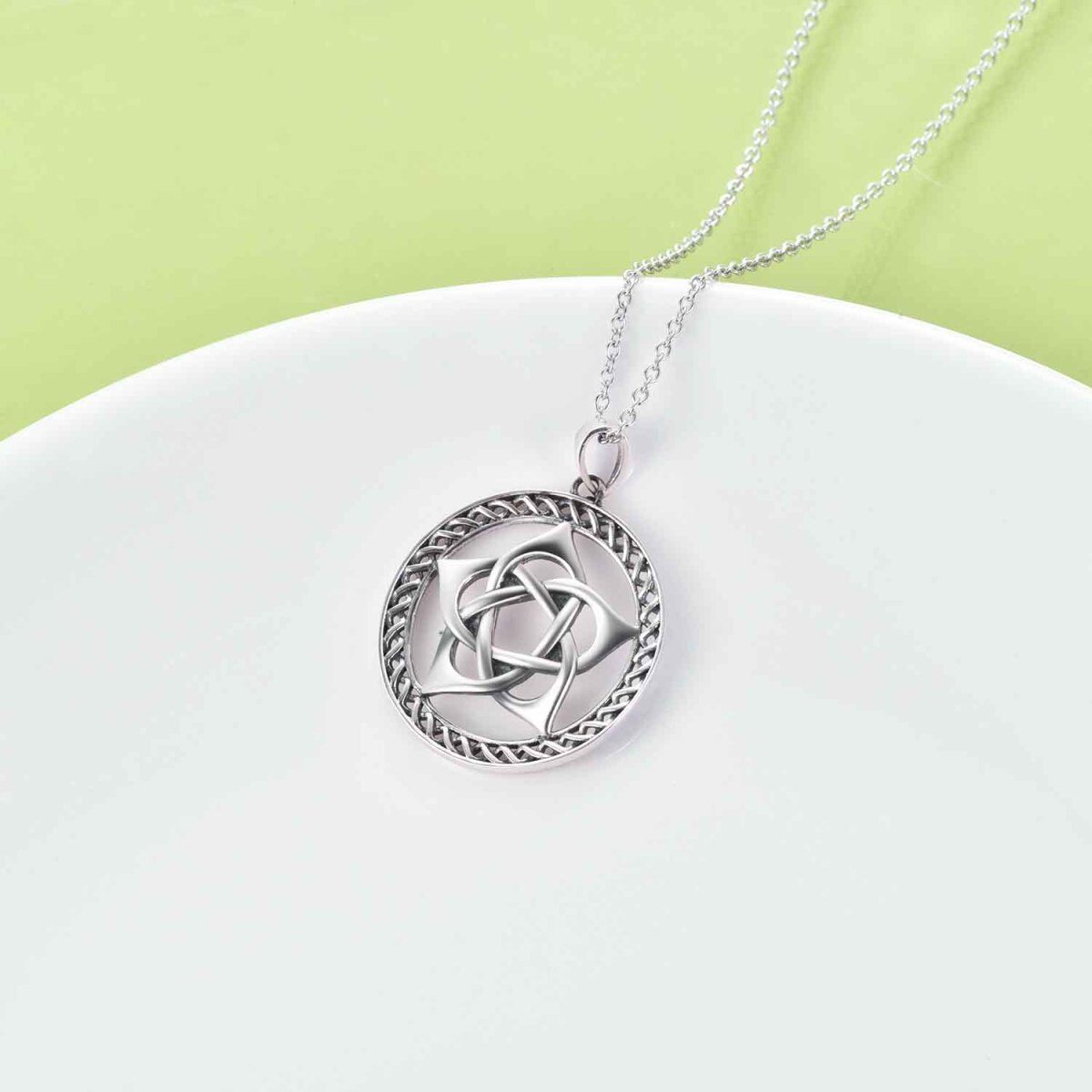 Collier à pendentif pentagramme en argent sterling-3