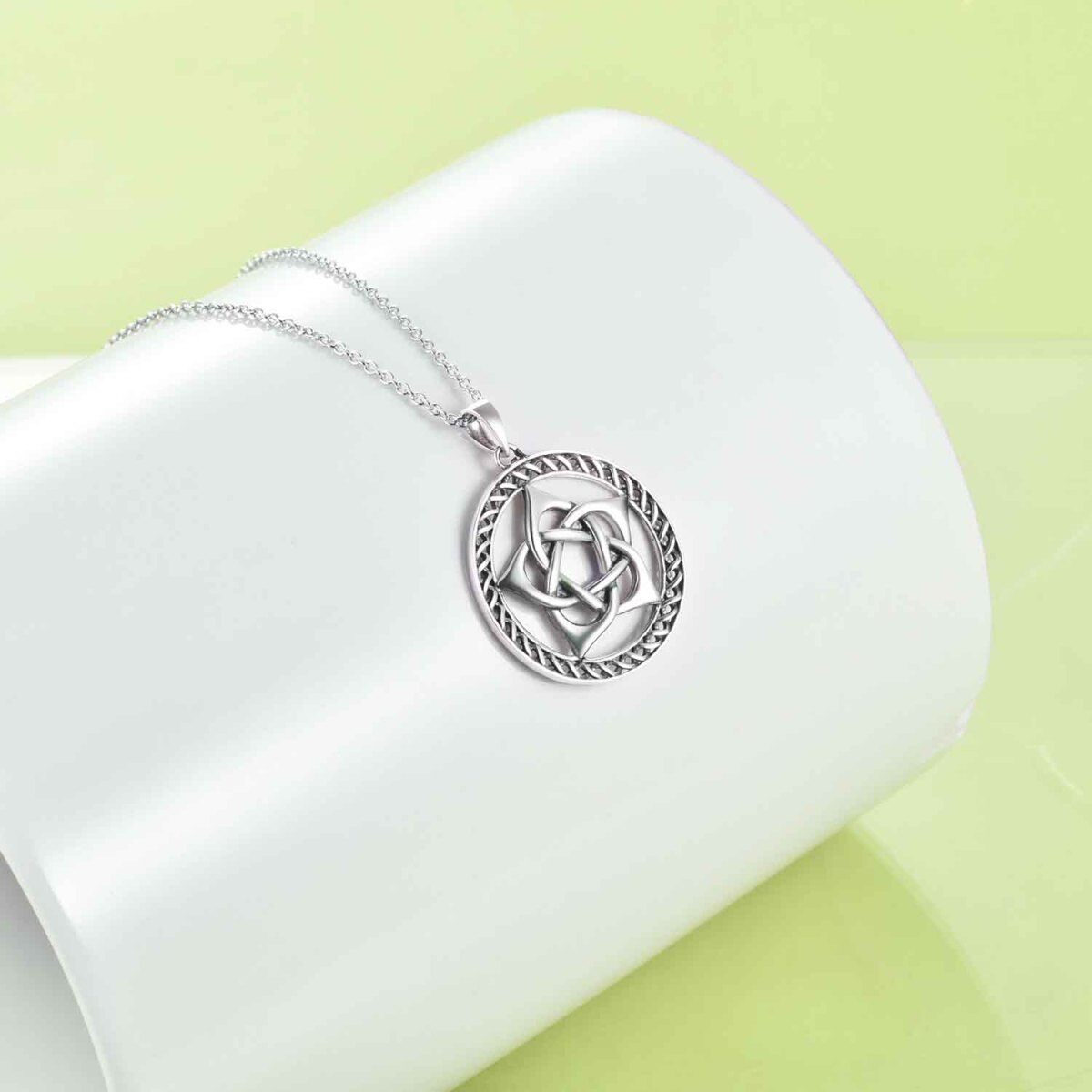 Collana con ciondolo a pentagramma in argento sterling-4