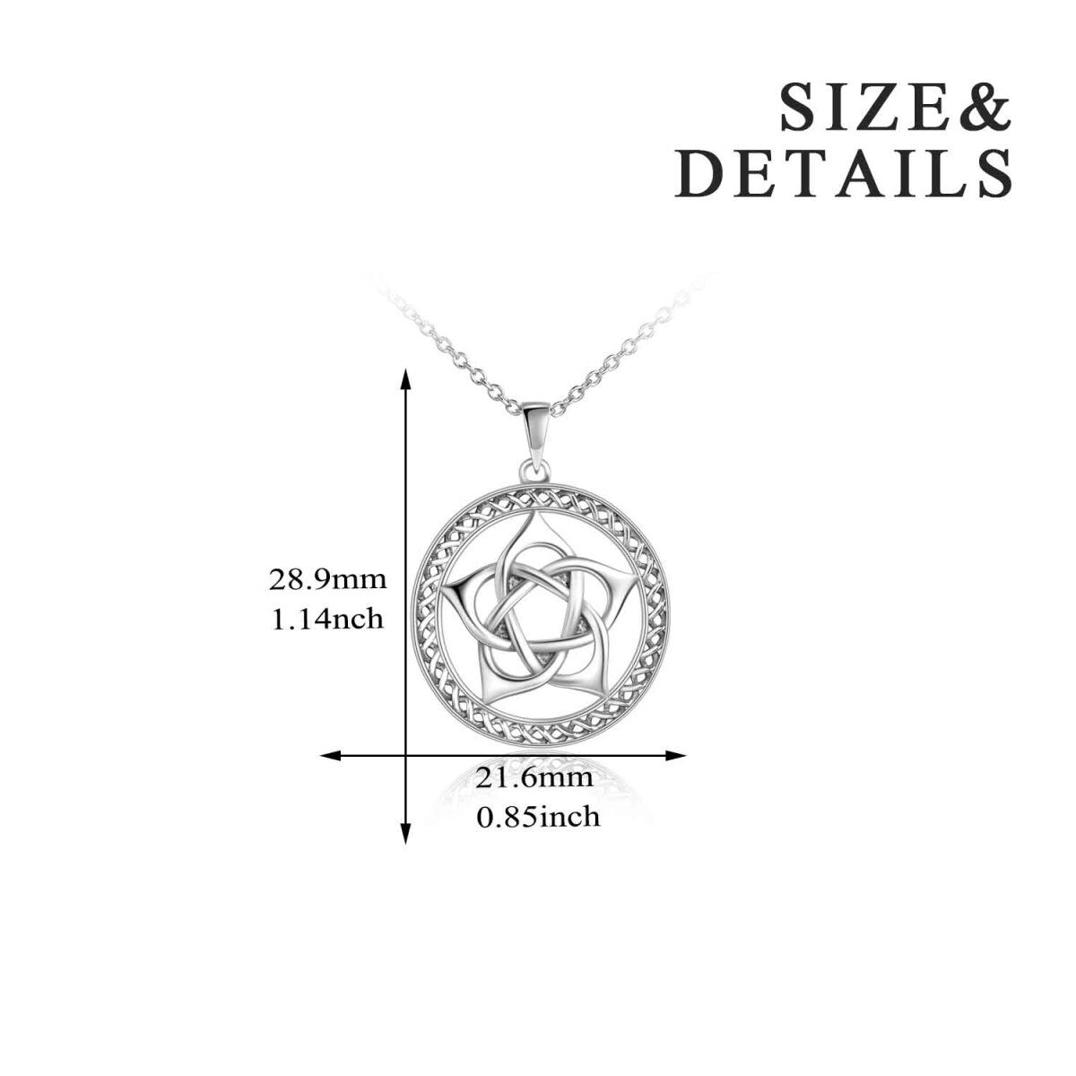 Sterling zilveren Pentagram Hanger ketting-5