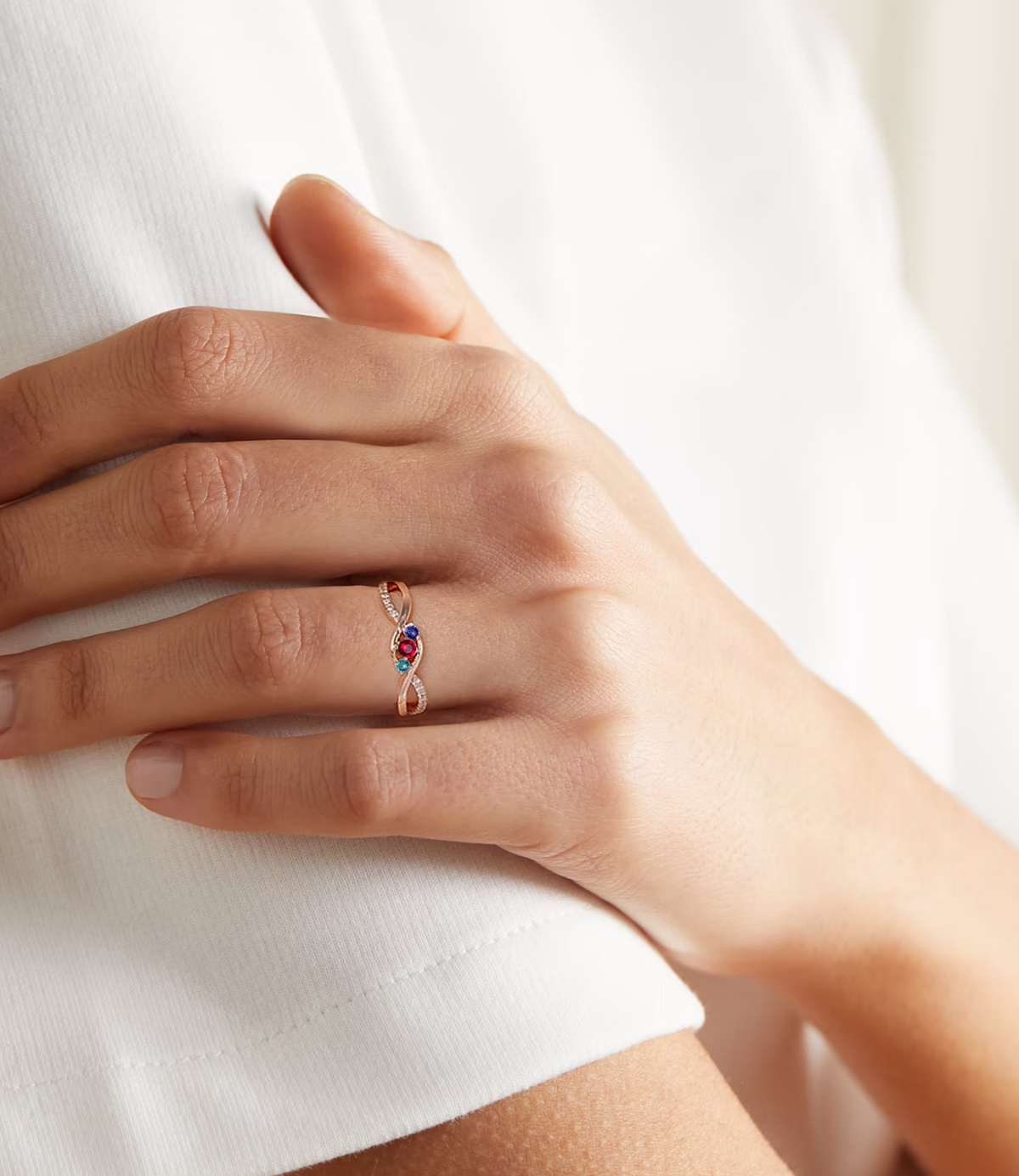 Bague en argent sterling avec pierre de naissance personnalisée et gravure personnalisée s-3