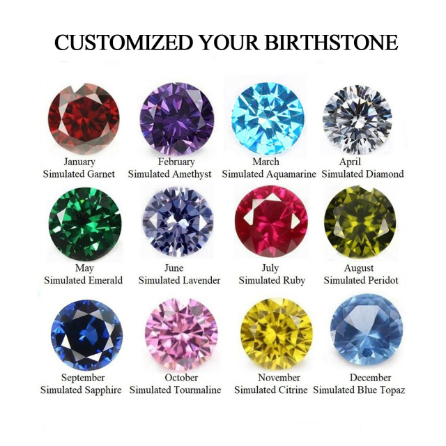 Sterling Silver Cubic Zirconia Personalized Birthstone & Personalized Engraving Ring-9