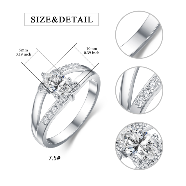 Sterling Silber Cubic Zirkonia personalisierte Birthstone & personalisierte Gravur Ring mi-4