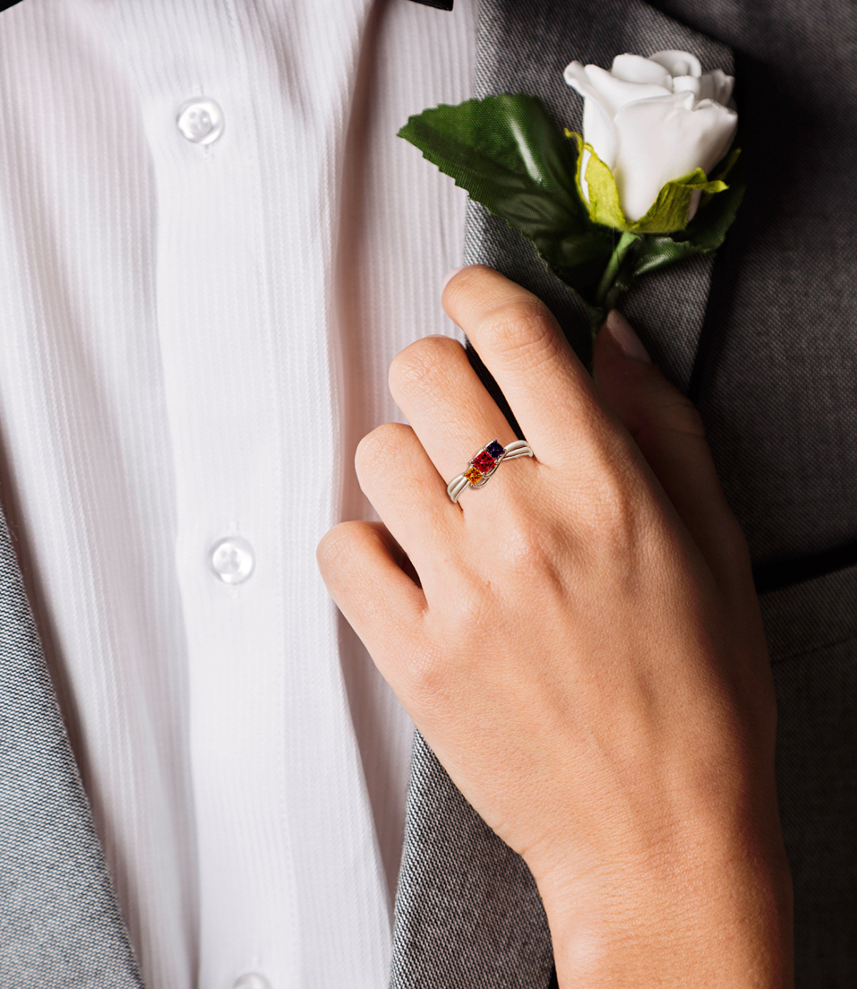 Bague en argent sterling avec pierre de naissance personnalisée, gravure personnalisée et-3