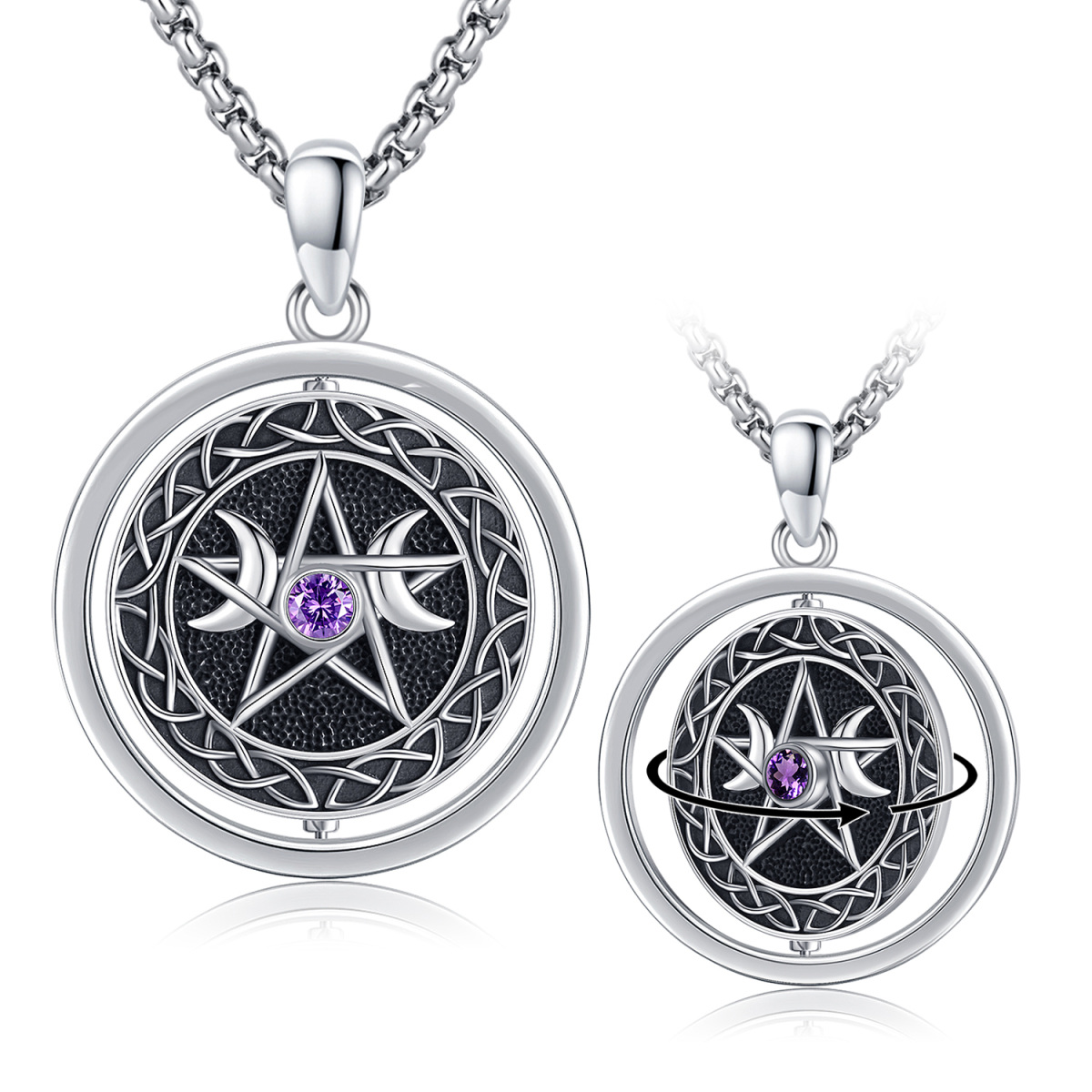 Collier en argent sterling avec zircon cubique et pendentif lune personnalisé pour les hom-1