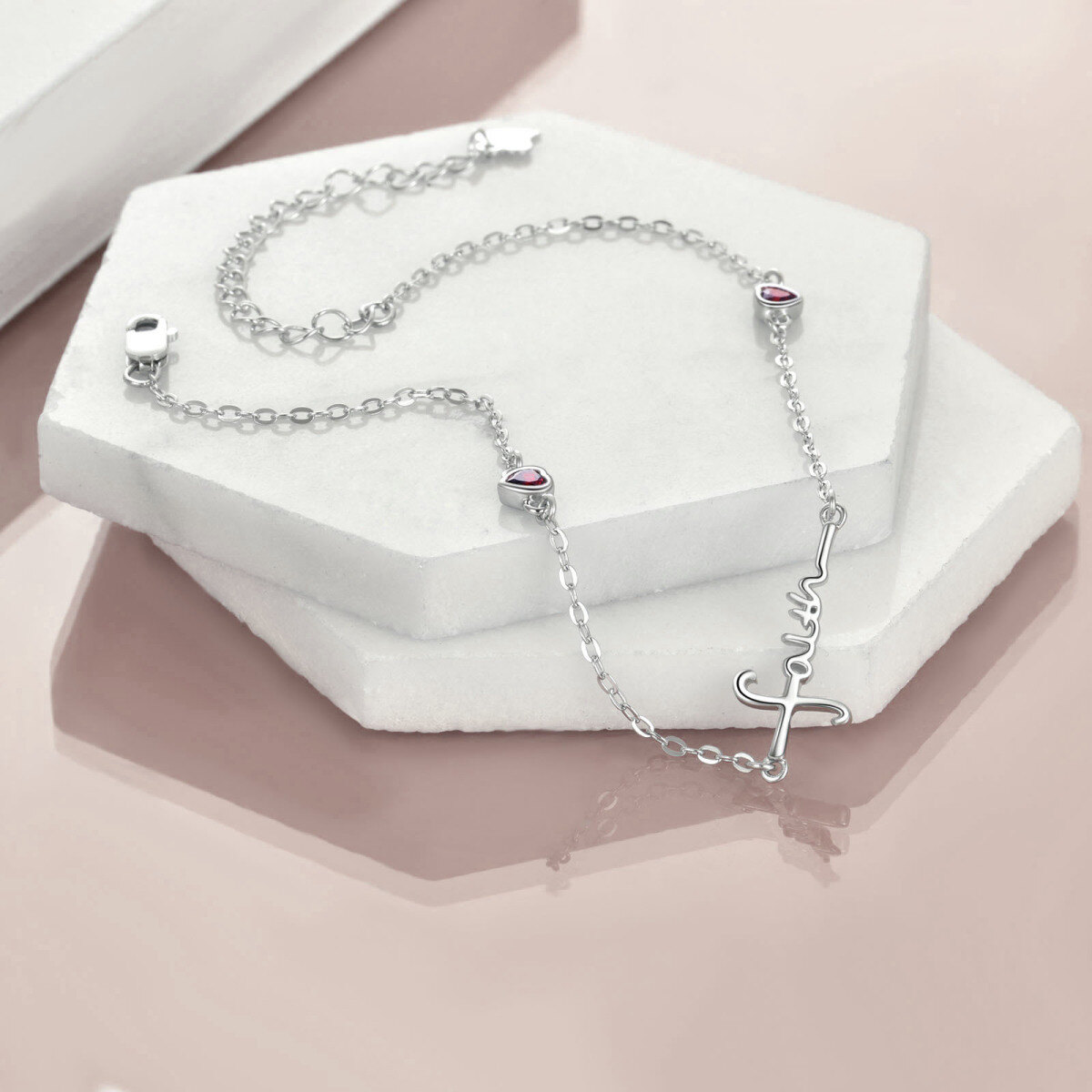 Armband mit Herzanhänger aus Sterlingsilber mit Zirkonia-4