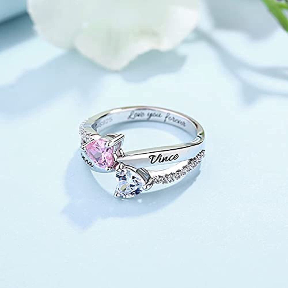 Anello personalizzato in argento sterling con zircone cubico-4