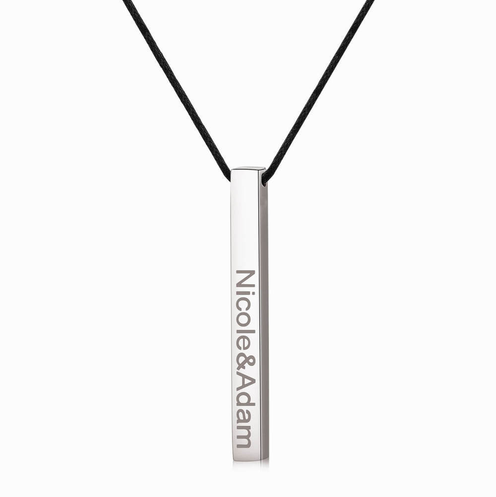 Sterling zilveren gepersonaliseerde klassieke naam bar ketting-1