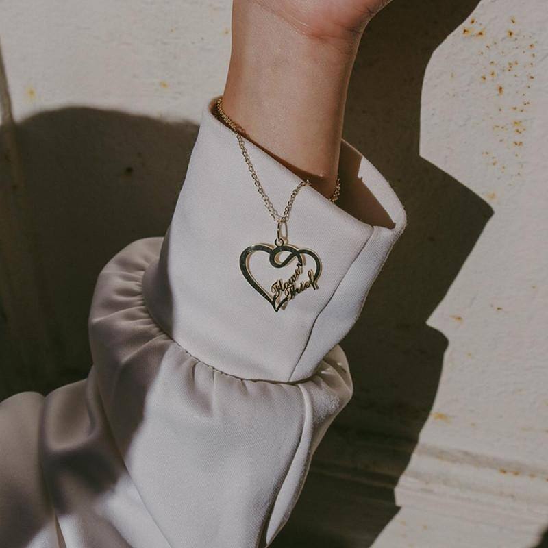 Colar de prata esterlina com nome clássico personalizado e pingente de coração-2